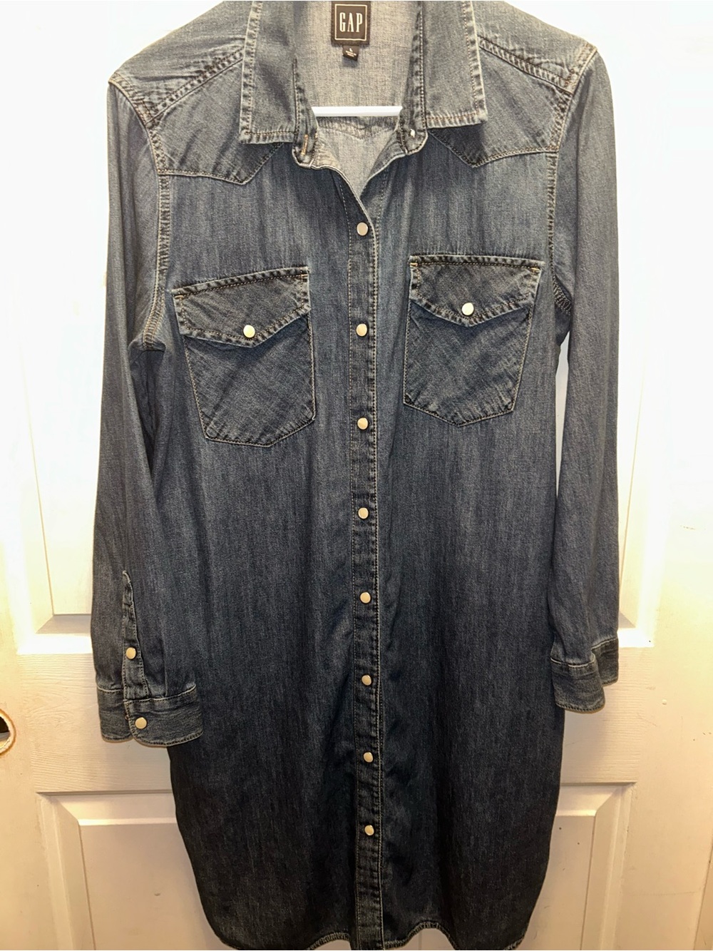 GAP Women's Dark Wash Denim Shirt Dress